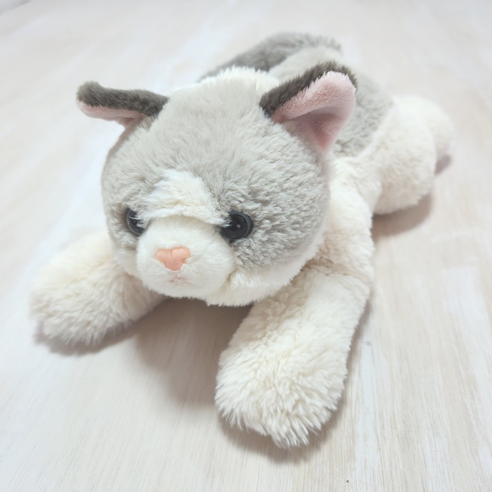 Aurora Grey and White Cat Plush Stuffed Animal Soft Floppy Feline Toy